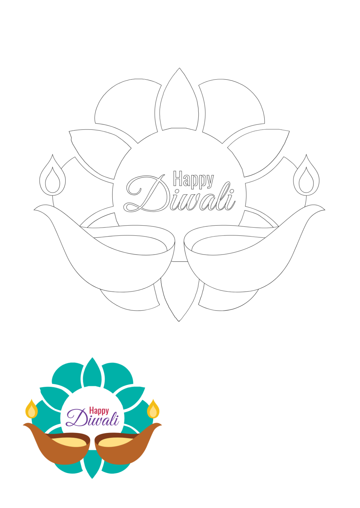 Diwali Coloring Page Template