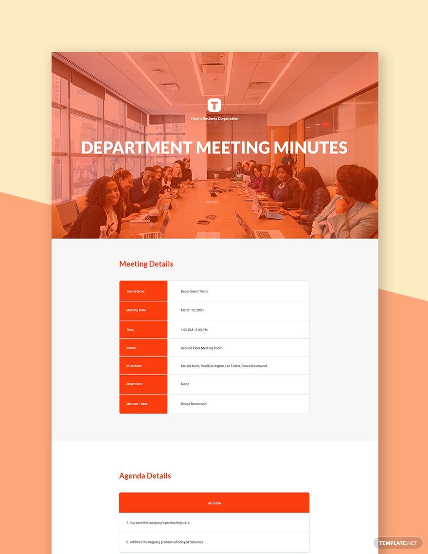 Department Meeting Minutes Template