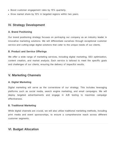 Free Corporate Marketing Strategic Plan Template to Edit Online
