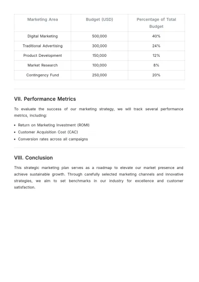 Free Corporate Marketing Strategic Plan Template to Edit Online