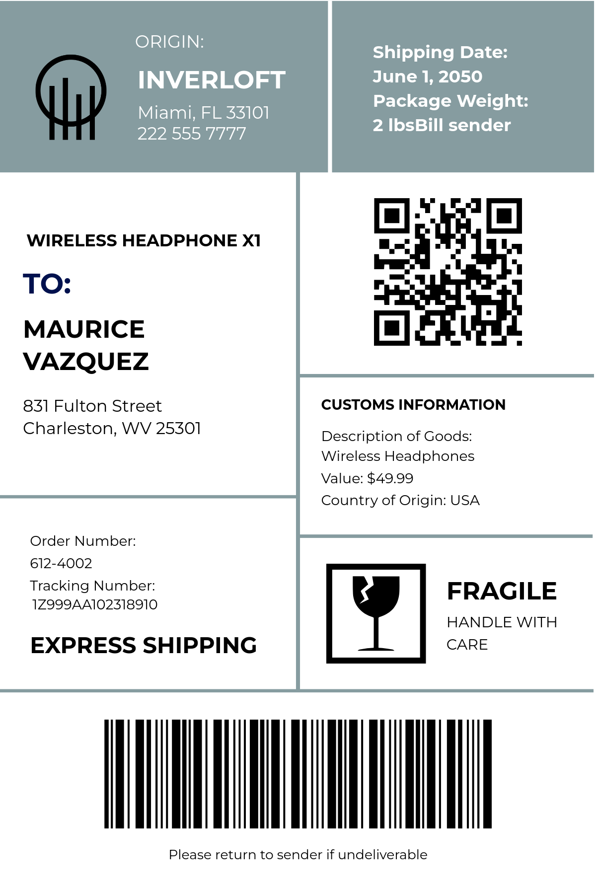 Free 4x6 Shipping Label Template to Edit Online