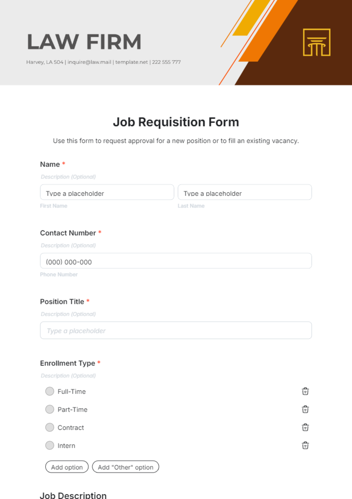 Job Requisition Form Template