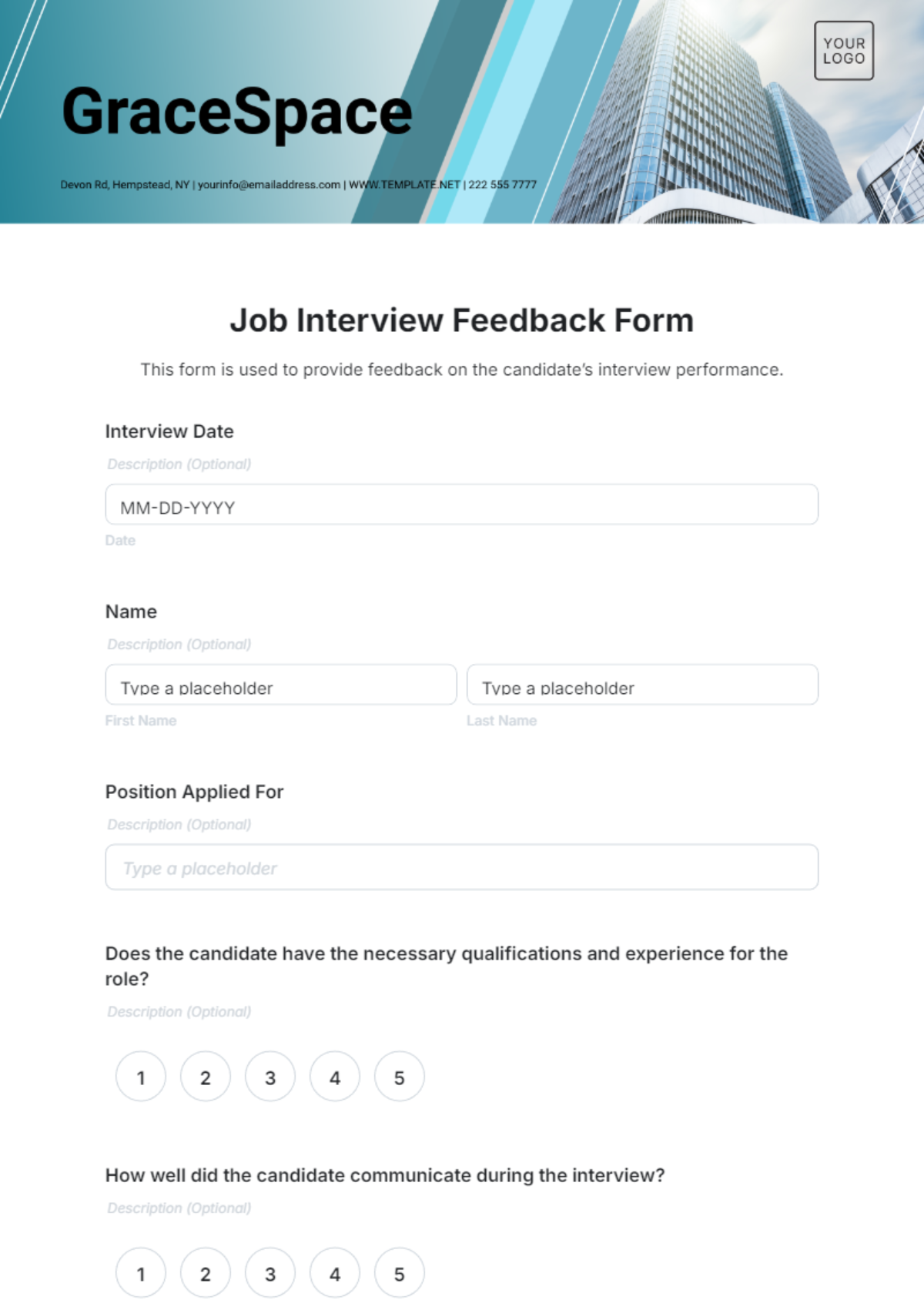 Job Interview Feedback Form Template - Edit Online & Download