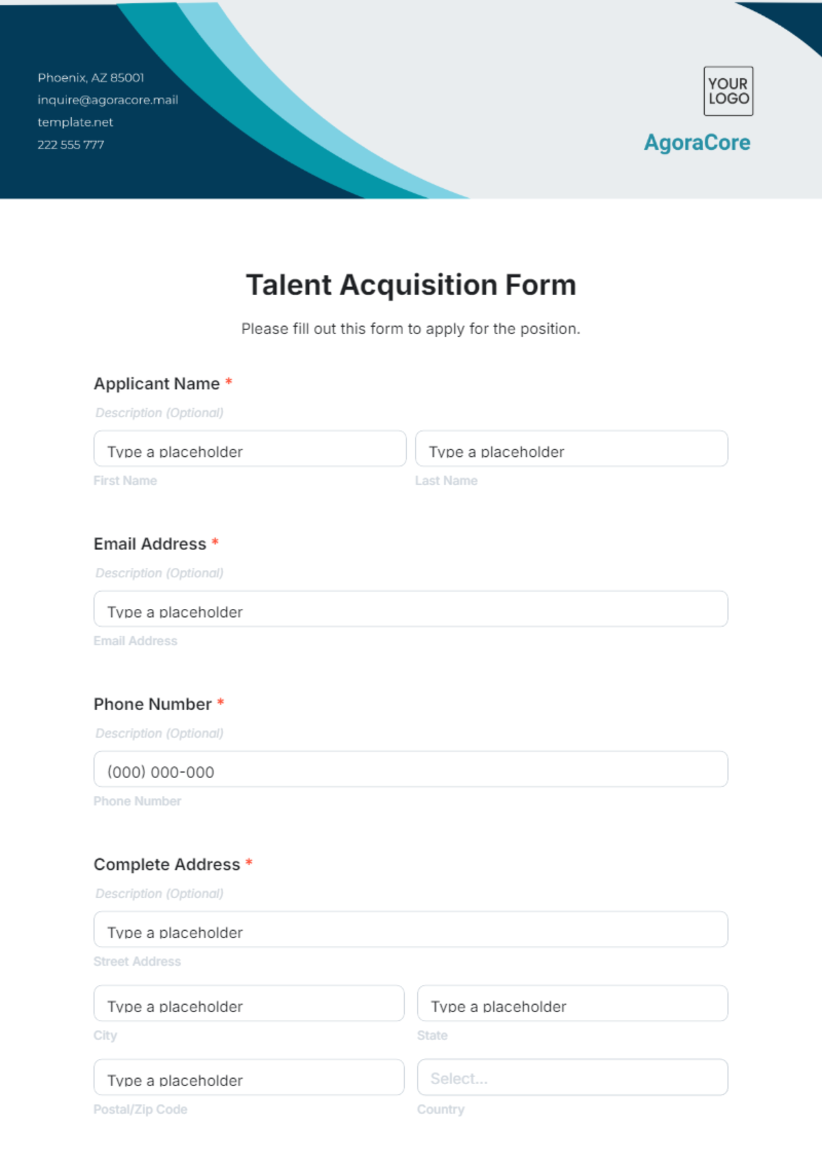 Talent Acquisition Form Template