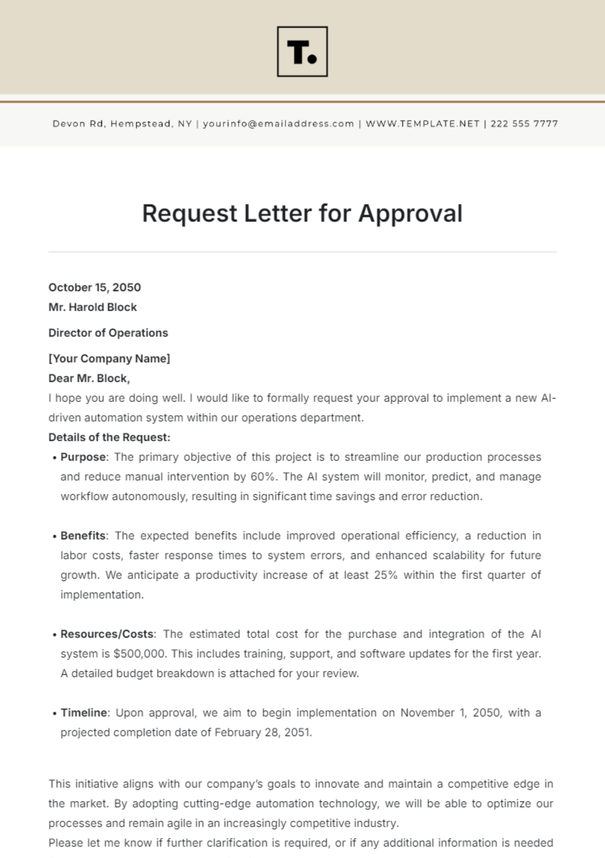 Request Letter for Approval Template - Edit Online & Download