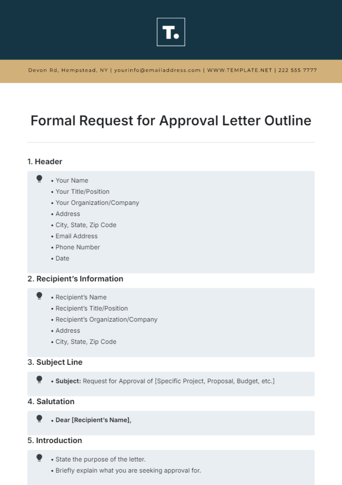 Formal Request for Approval Letter Outline Template - Edit Online & Download