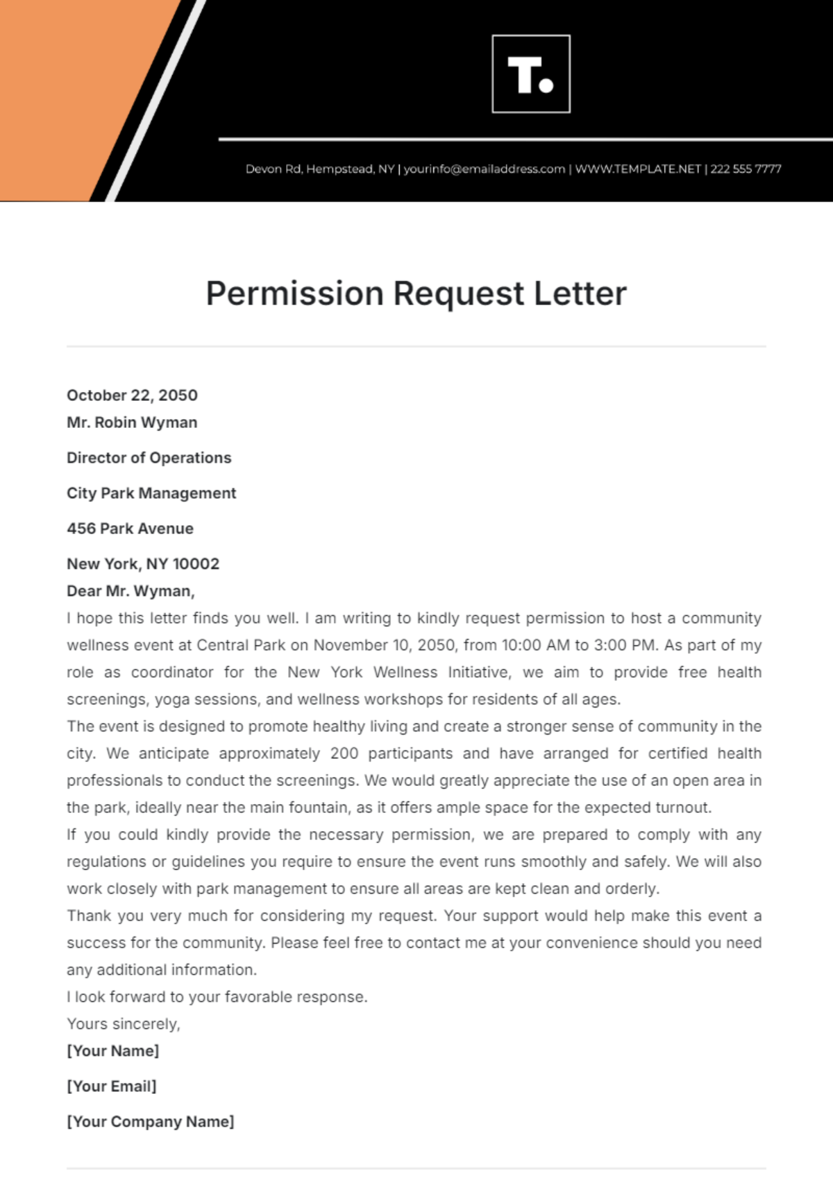 Permission Request Letter Template - Edit Online & Download