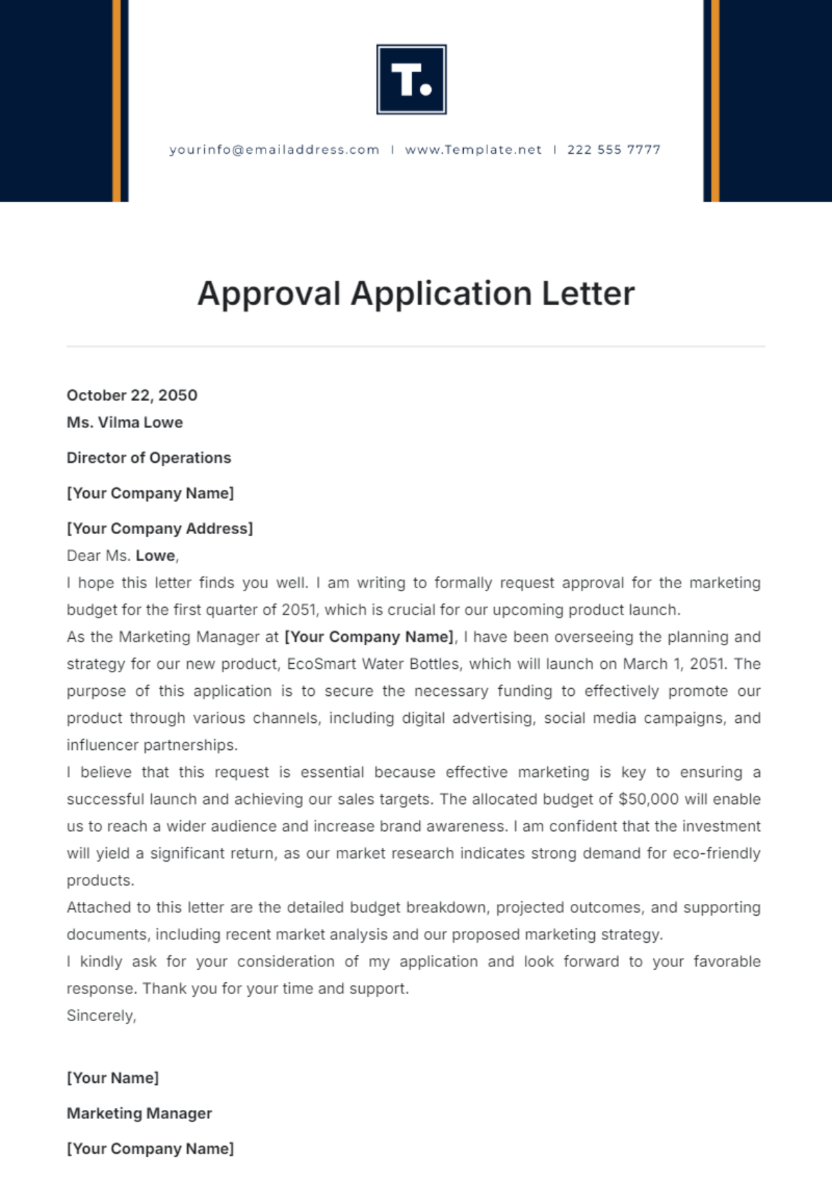 Approval Application Letter Template - Edit Online & Download