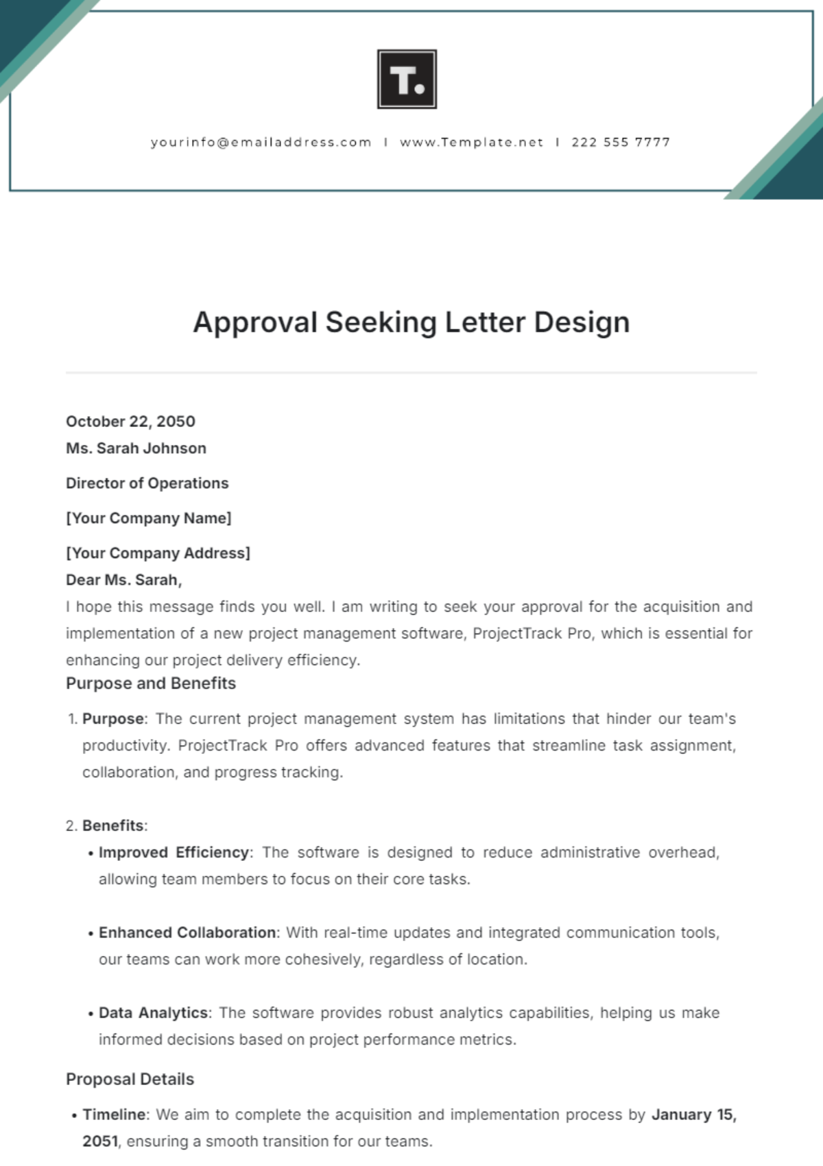 Approval Seeking Letter Design Template - Edit Online & Download