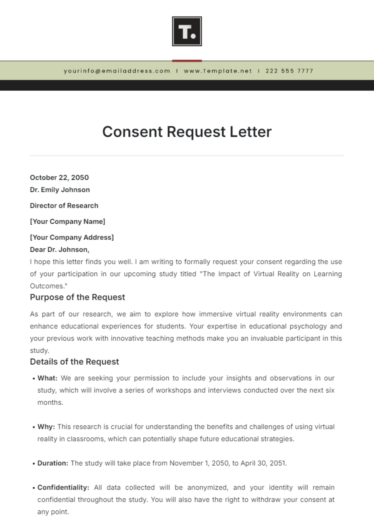 Consent Request Letter Template - Edit Online & Download