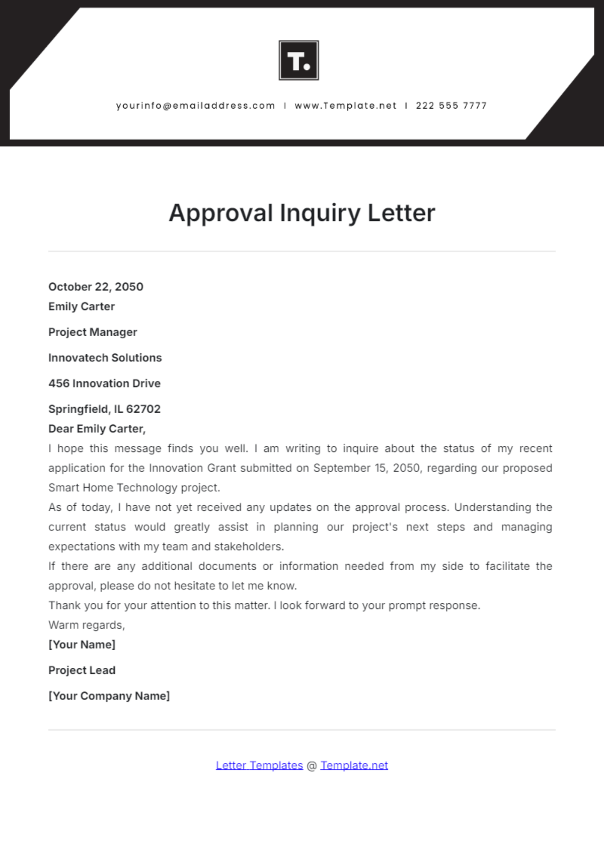 Approval Inquiry Letter Template - Edit Online & Download