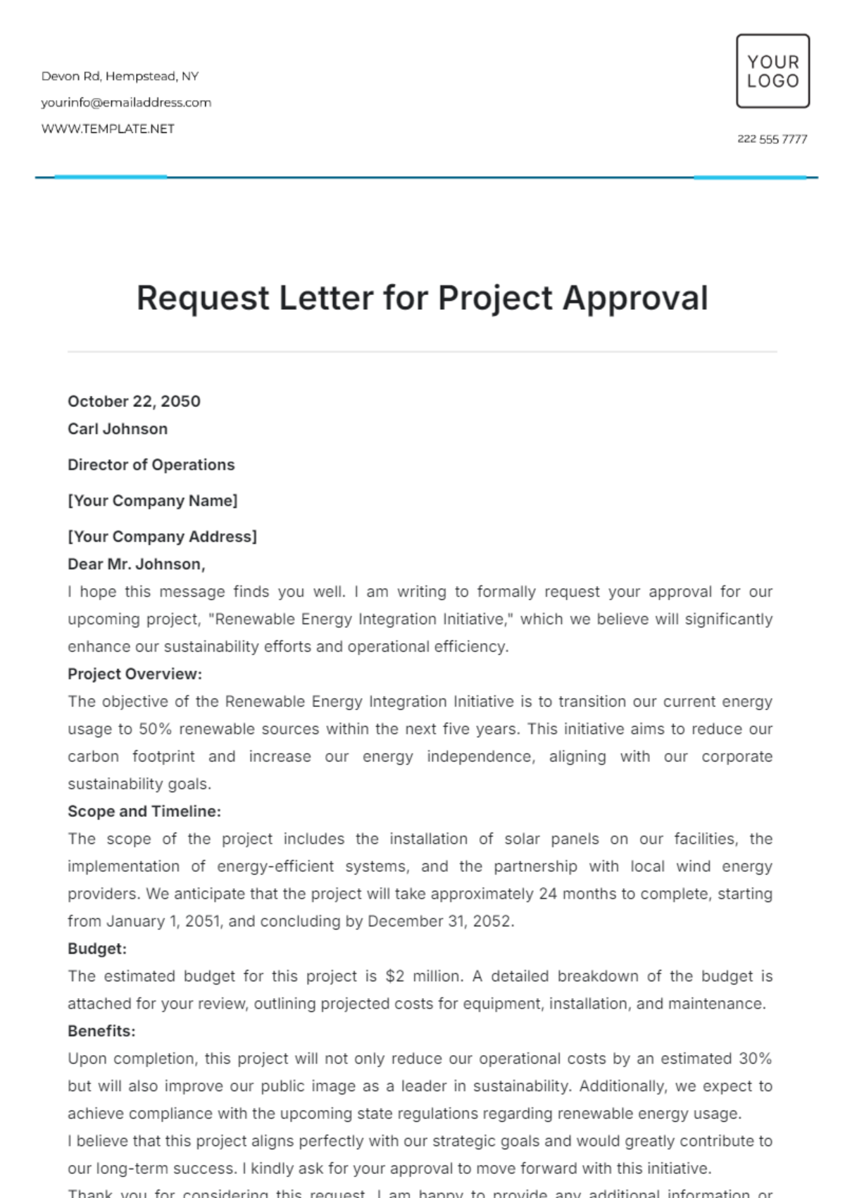 Request Letter for Project Approval Template - Edit Online & Download