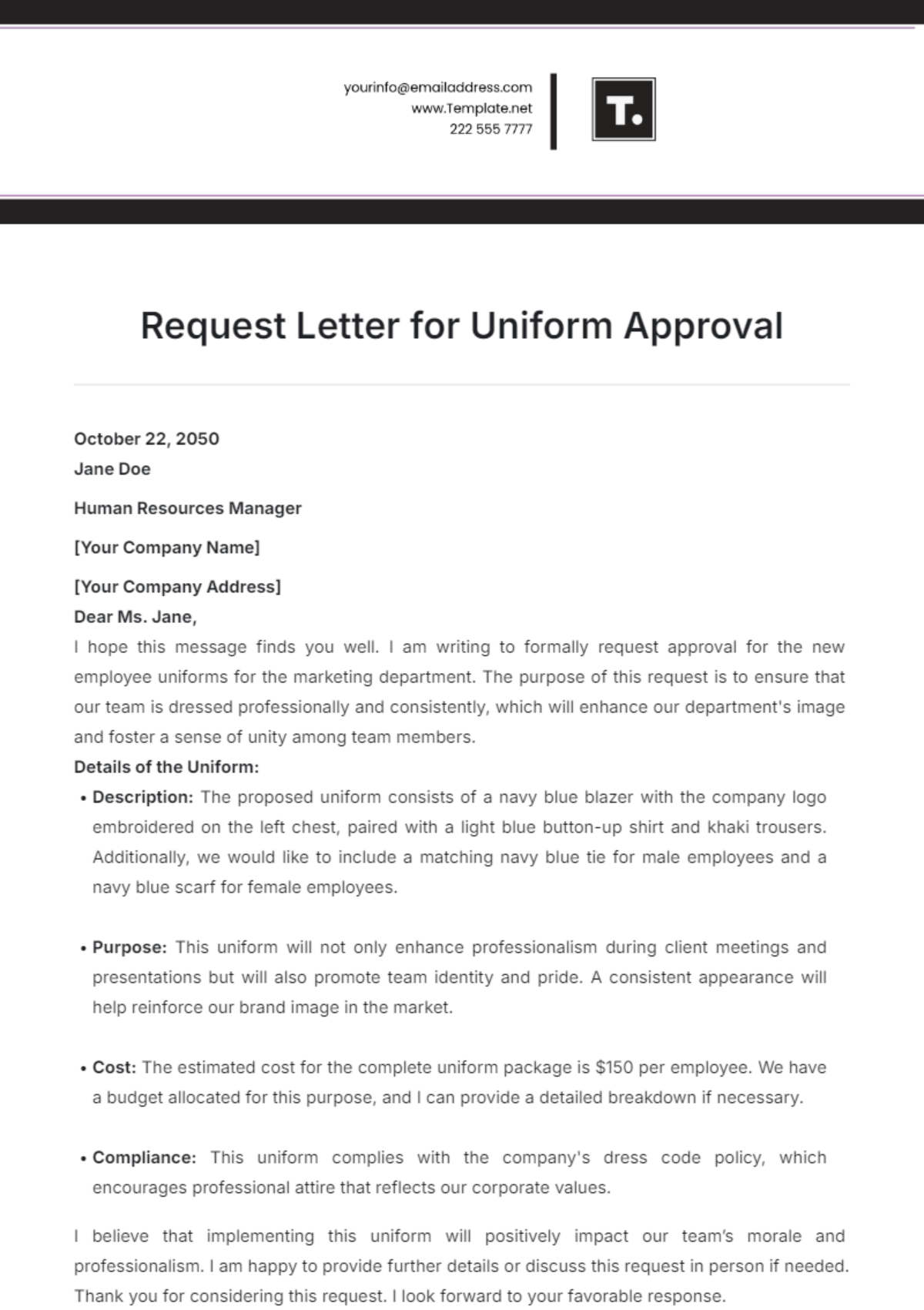 Request Letter for Uniform Approval Template - Edit Online & Download