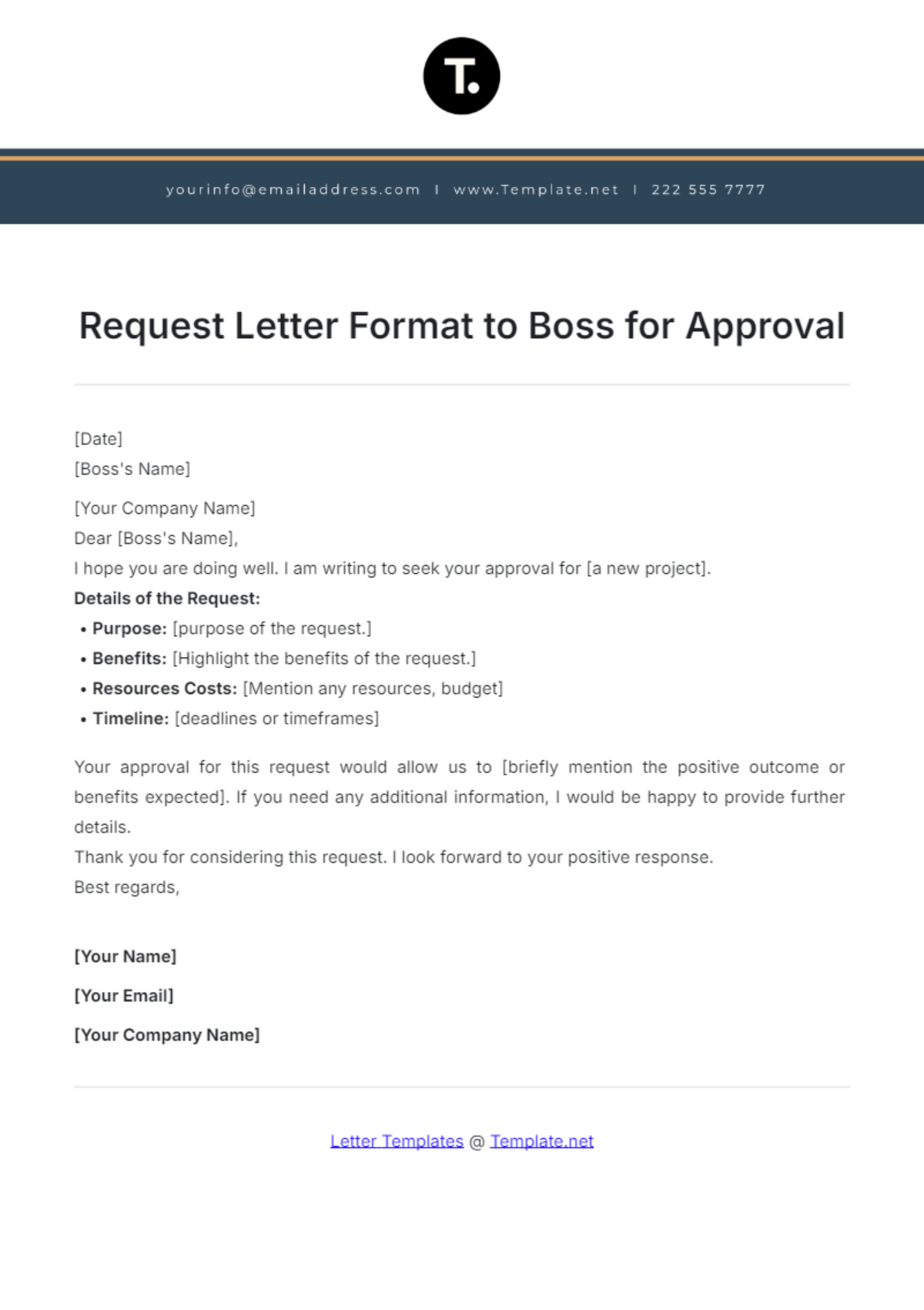 Request Letter Format to Boss for Approval Template - Edit Online & Download