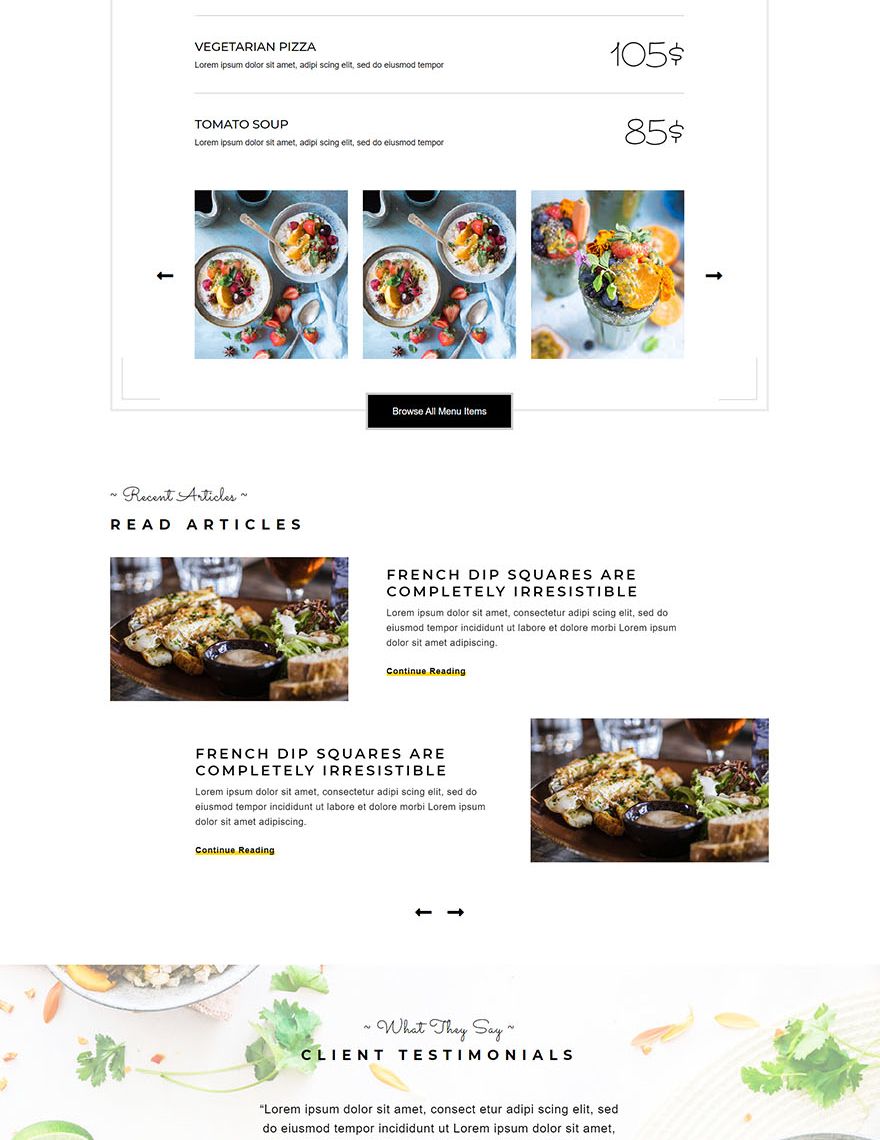 Creative Restaurant WordPress Theme/Template