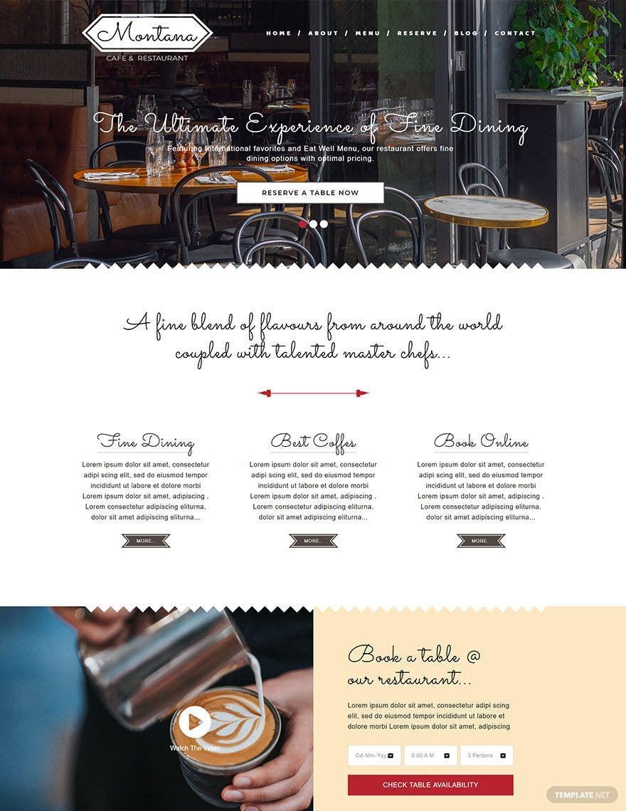 Free Cafe & Restaurant WordPress Theme/Template