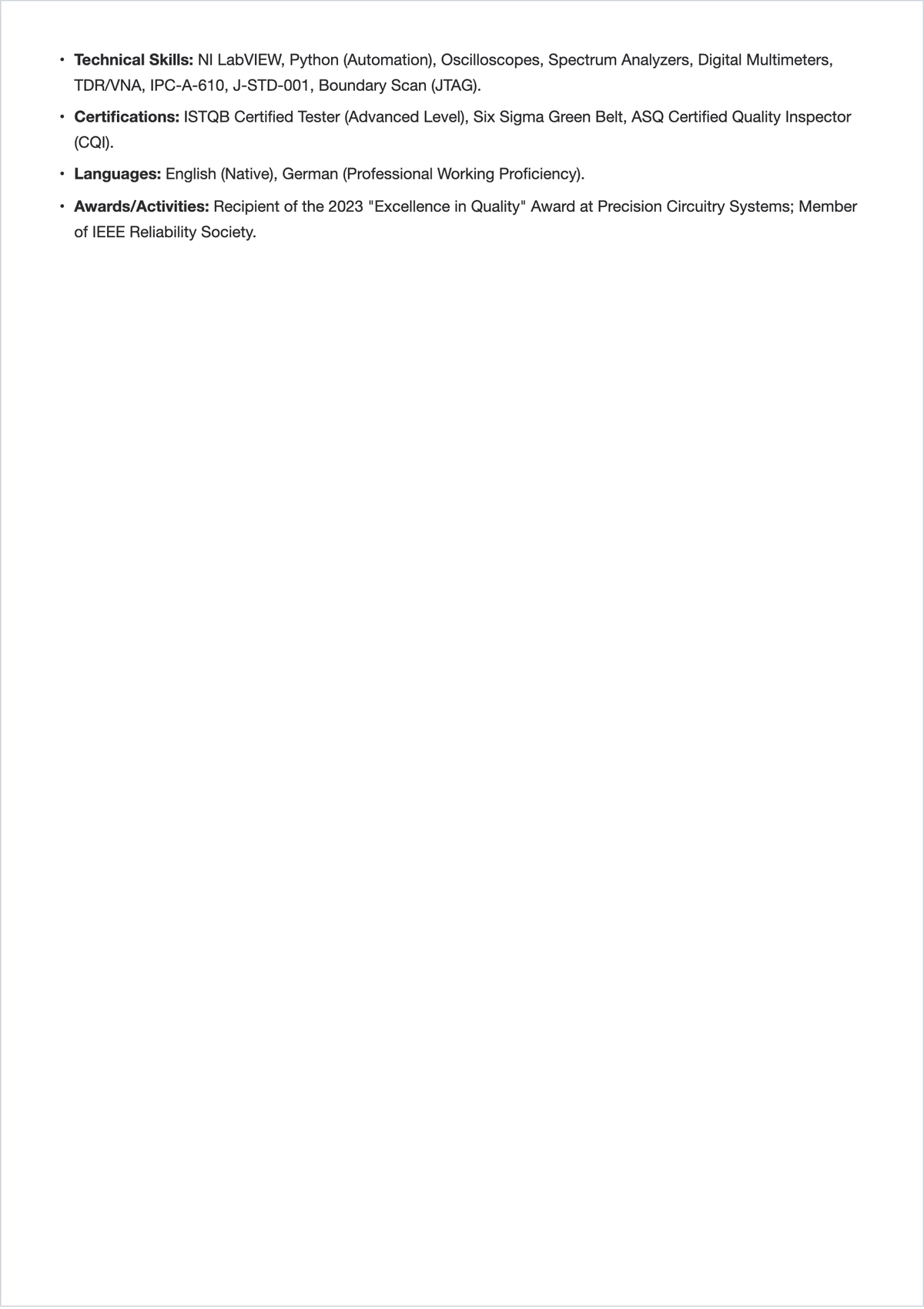 Free Final Tester ATS Resume Template, AI Resume Builder