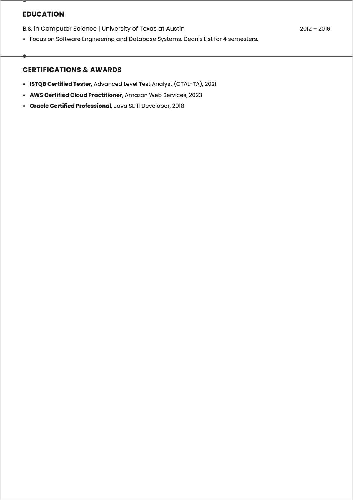 Free QA Engineer ATS Resume Template, AI Resume Builder