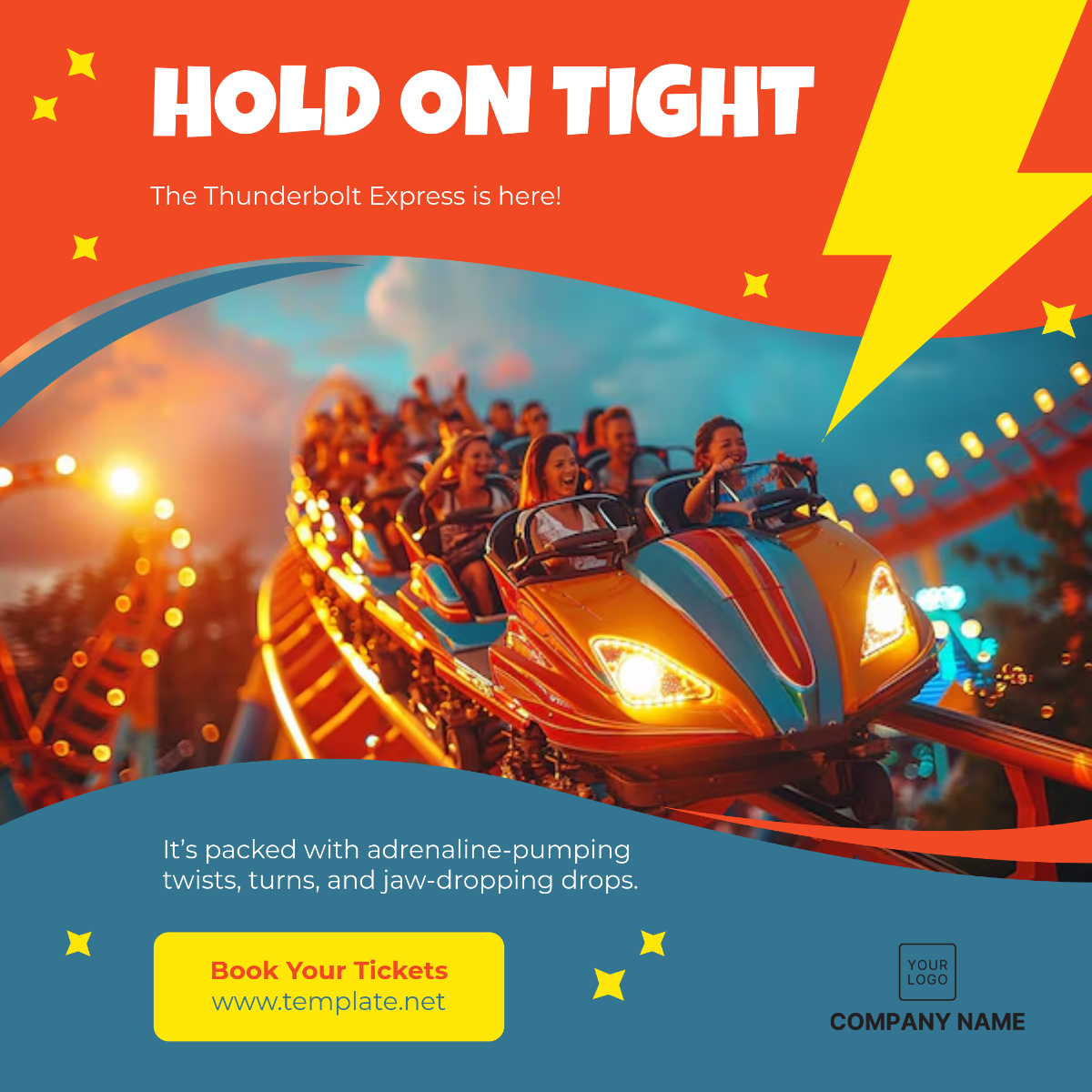 Amusement Park Instagram Post Template - Edit Online & Download