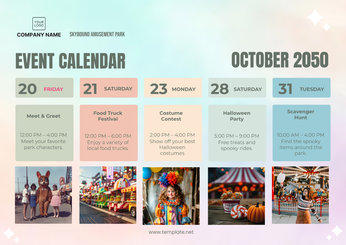 Amusement Park Calendar Template - Edit Online & Download