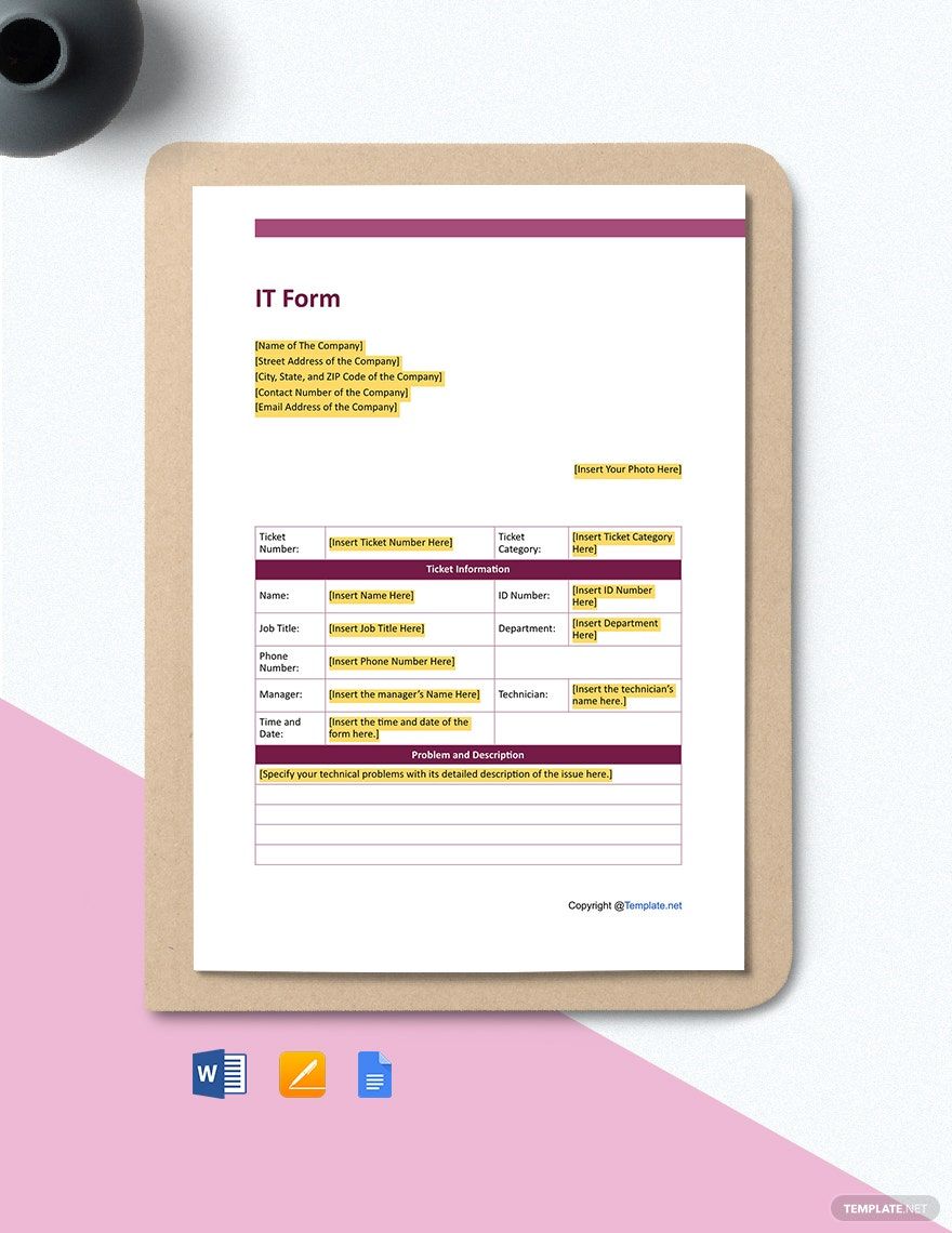 IT Form Template - Download in Word, Google Docs, Apple Pages ...