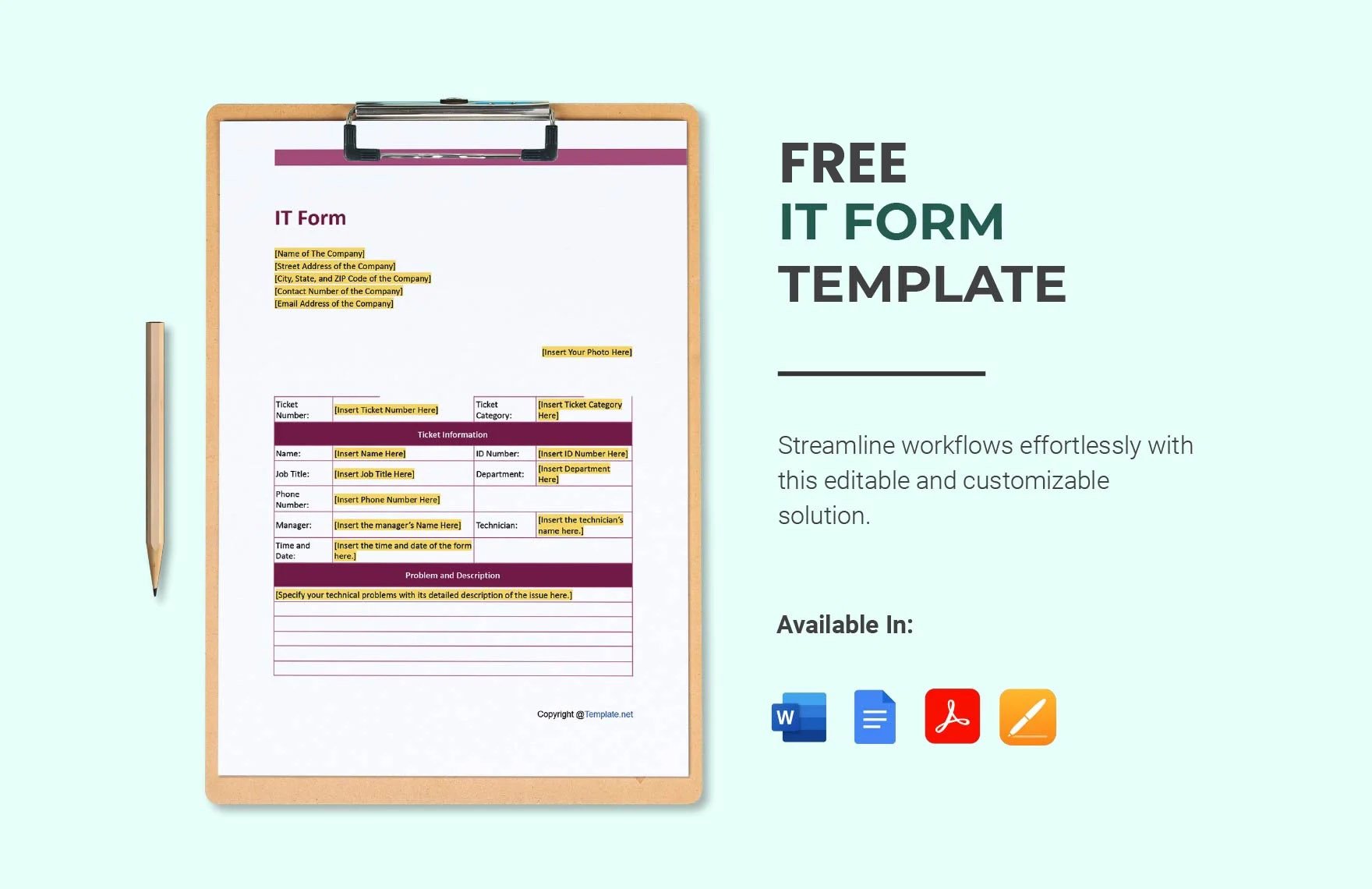Free IT Form Template in Word, Google Docs, PDF, Apple Pages