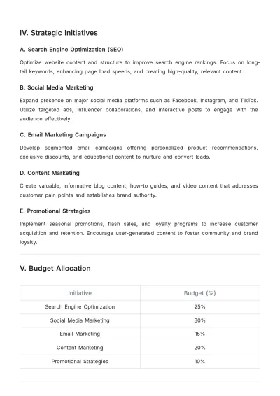 Free E-commerce Marketing Strategic Plan Template to Edit Online