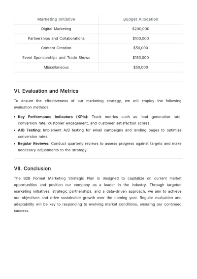 Free B2B Format Marketing Strategic Plan Template to Edit Online