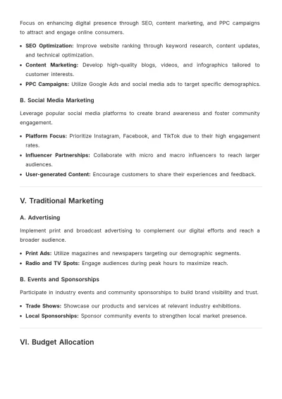 Free B2C Marketing Strategic Plan Template to Edit Online