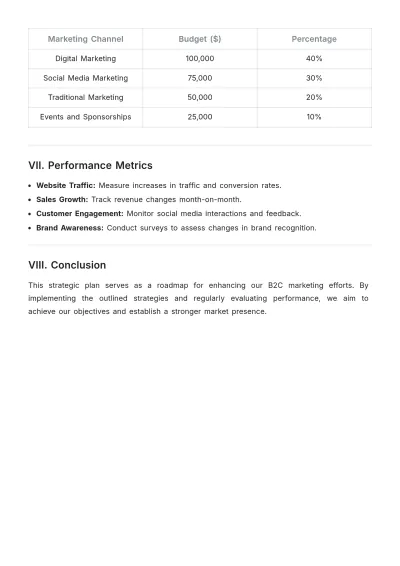 Free B2C Marketing Strategic Plan Template to Edit Online