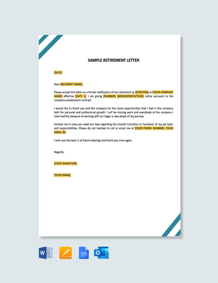 Sample Retirement Letter Template Free PDF Google Docs Word 