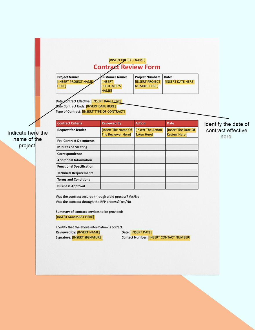 Contract Review Form Template Google Docs Word Apple Pages 