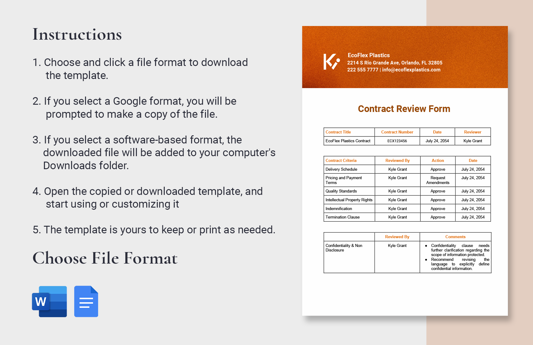 Contract Review Form Template Download in Word, Google Docs, Apple