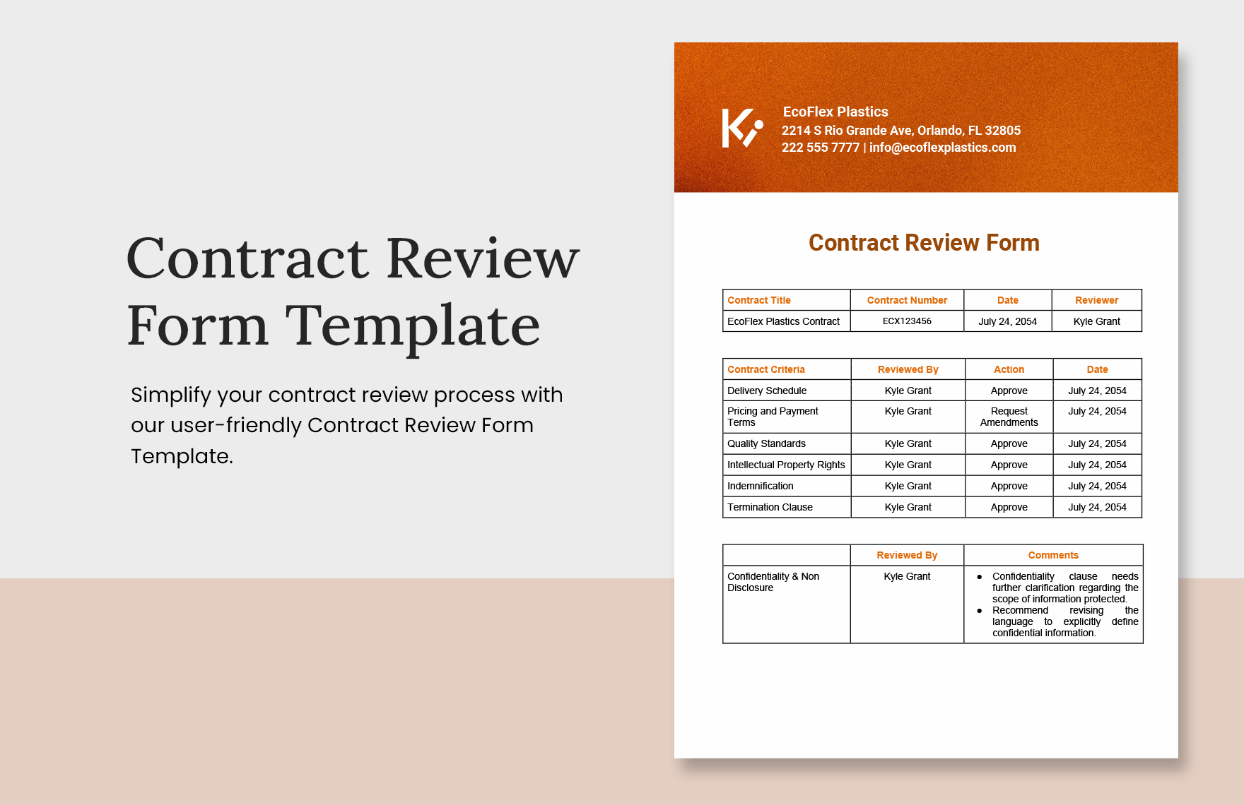 Contract Review Form Template