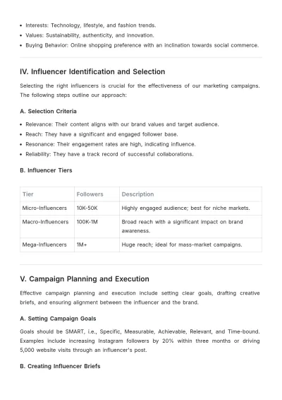 Free Influencer Marketing Strategic Plan Template to Edit Online