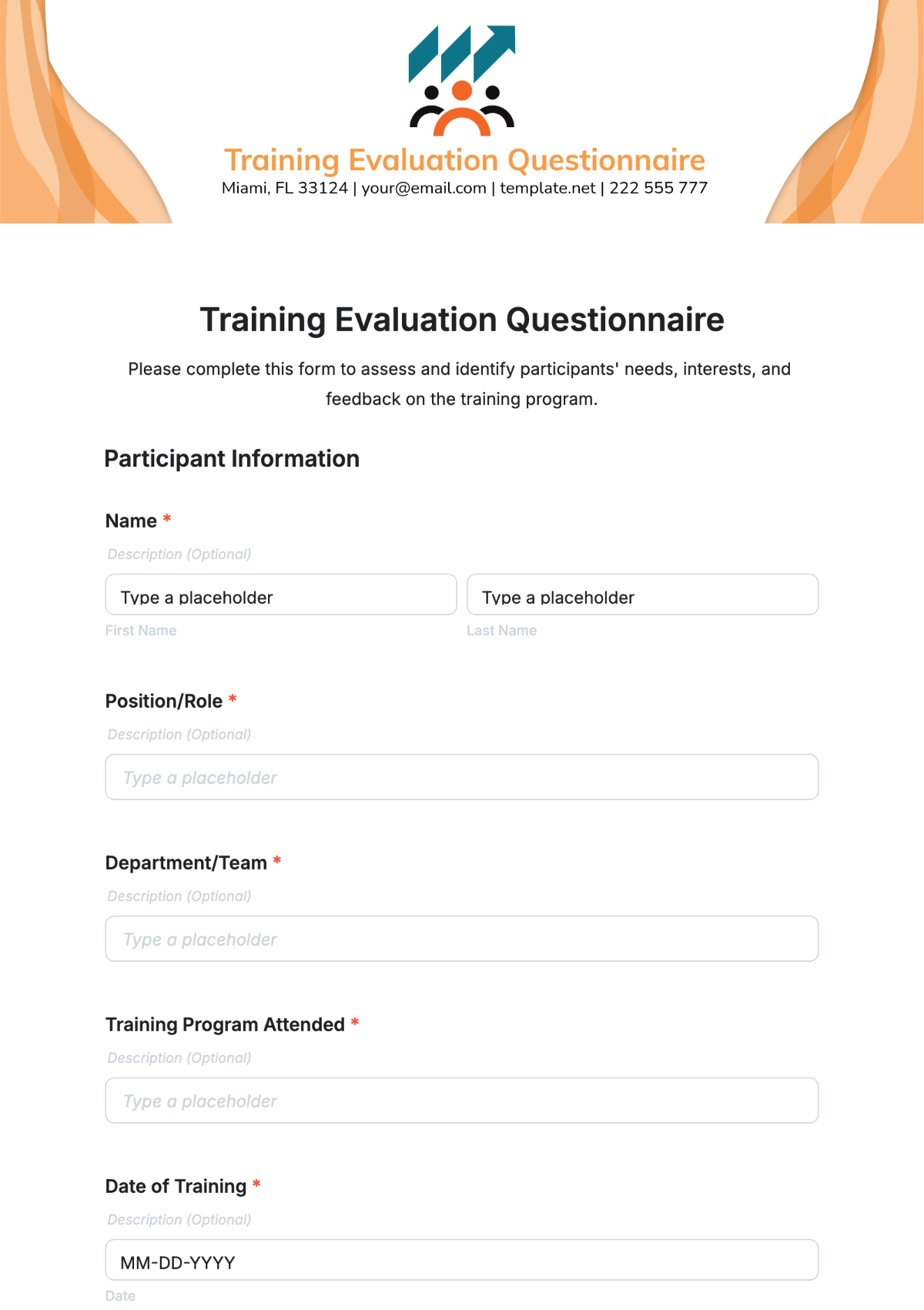 Training Evaluation Questionnaire Template - Edit Online & Download