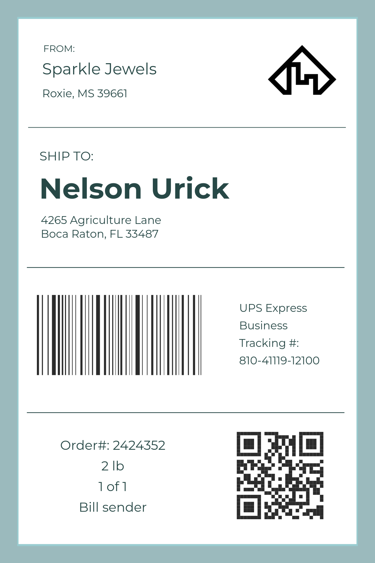 Barcode Shipping Label