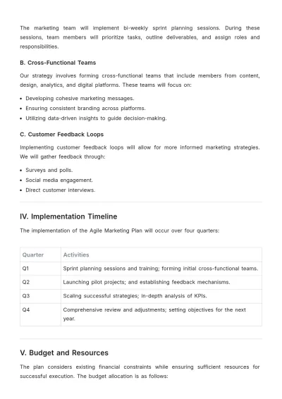 Free Agile Marketing Outline Strategic Plan Template to Edit Online