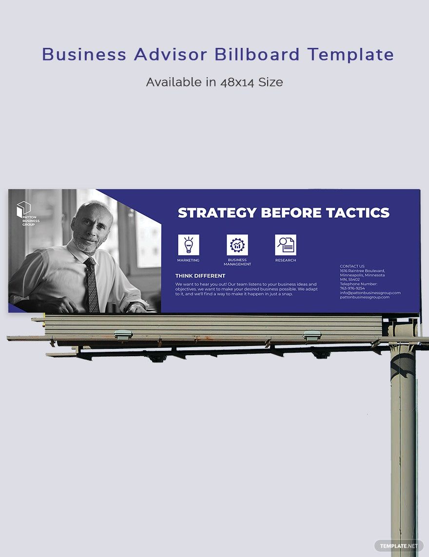 Business Advisor Billboard Template in Illustrator, PSD, Apple Pages, InDesign
