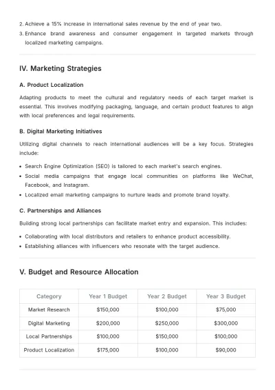 Free International Marketing Strategic Plan Template to Edit Online