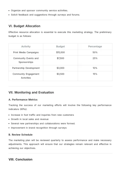 Free Printable Local Marketing Strategic Plan Template to Edit Online