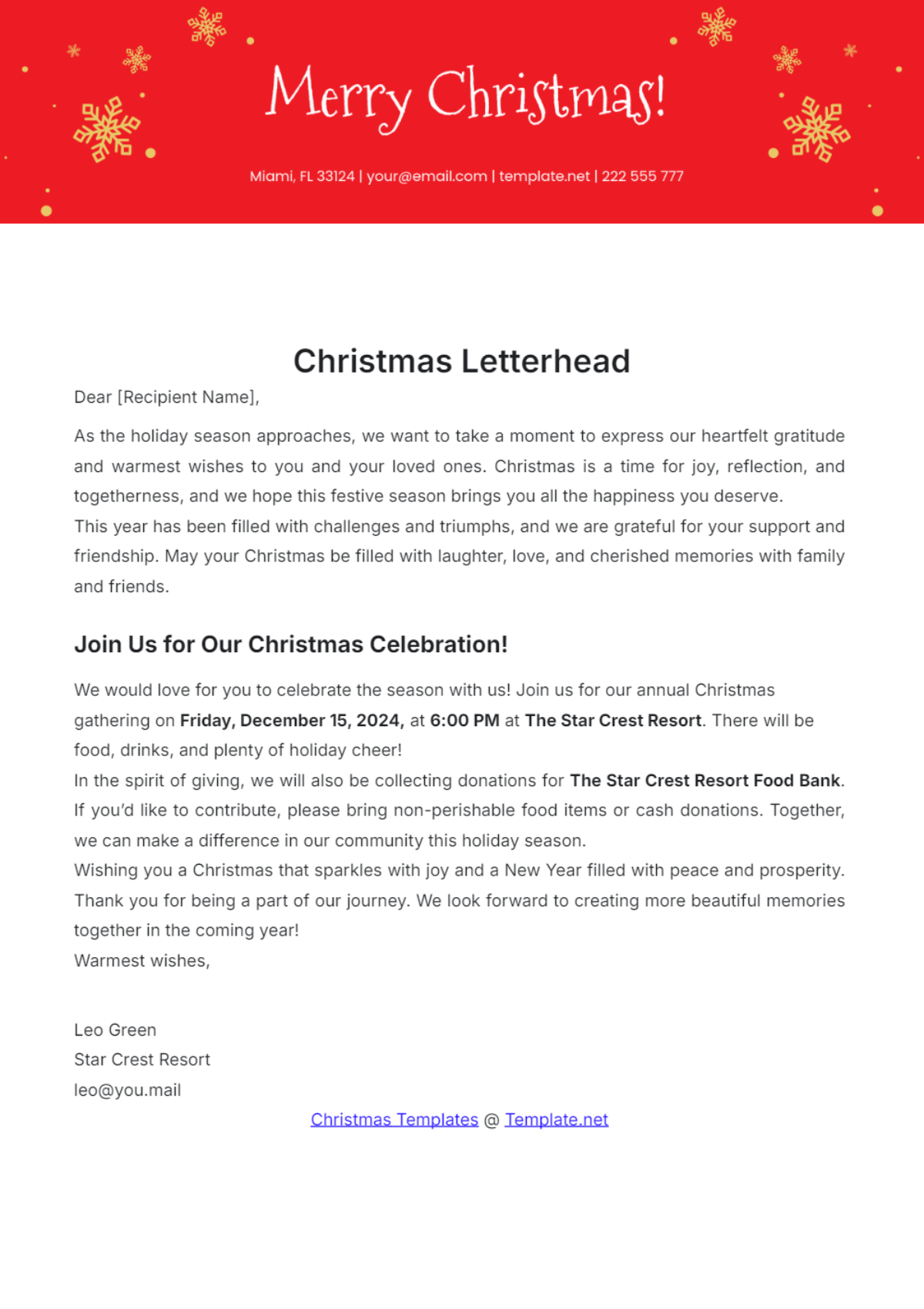 Christmas Letterhead Template - Edit Online & Download