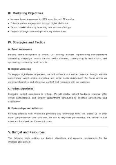 Free Healthcare Marketing Strategic Plan Template to Edit Online