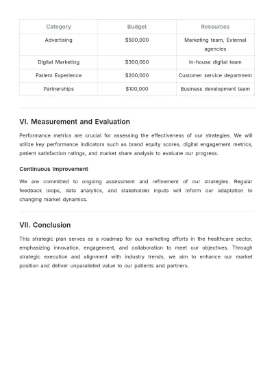 Free Healthcare Marketing Strategic Plan Template to Edit Online