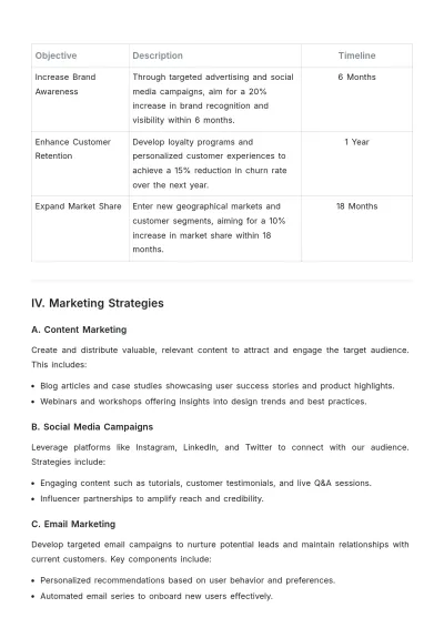 Free SaaS Design Marketing Strategic Plan Template to Edit Online