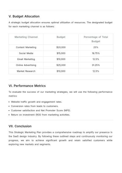 Free SaaS Design Marketing Strategic Plan Template to Edit Online
