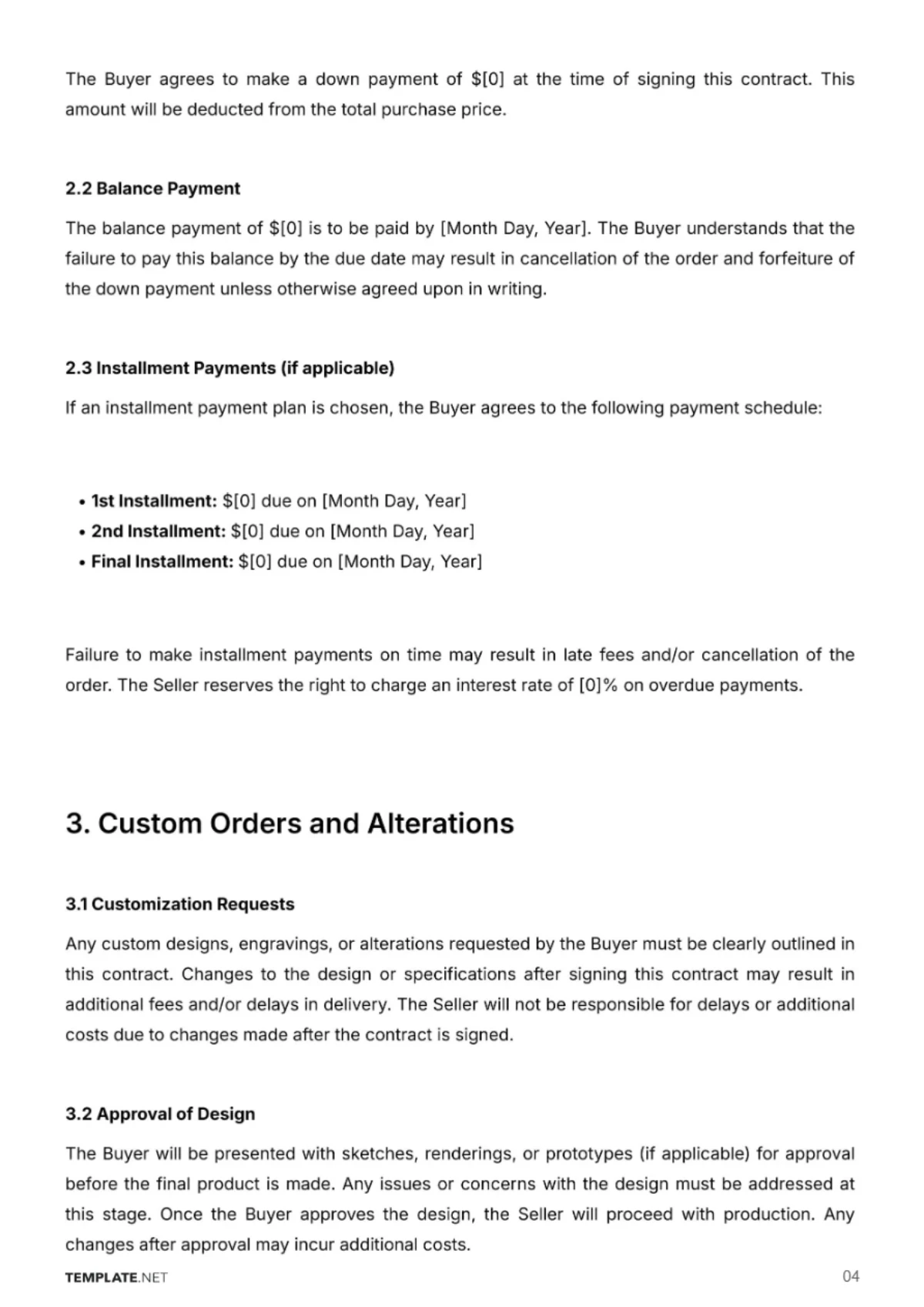 Free Jewelry Store Contract Template to Edit Online