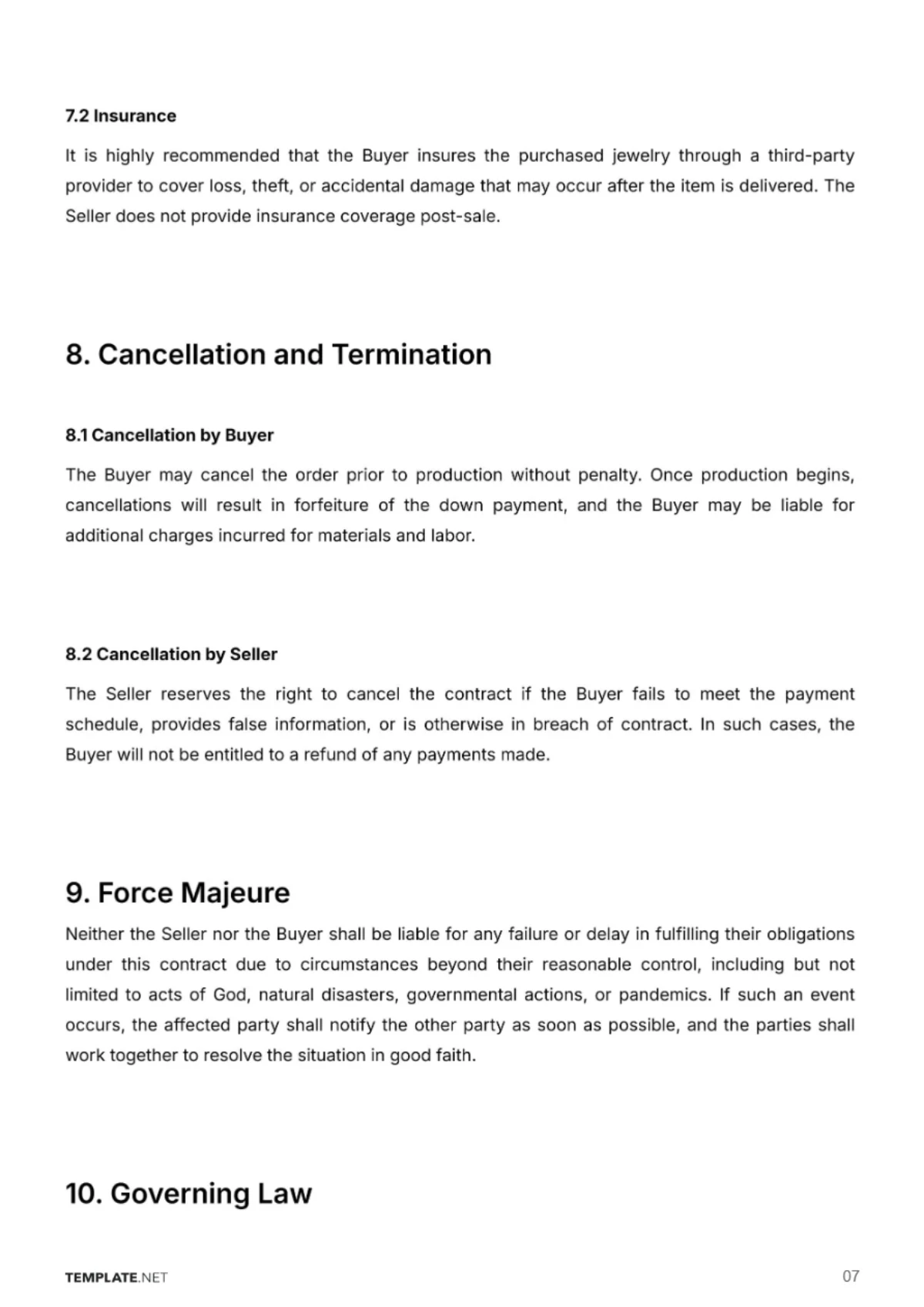 Free Jewelry Store Contract Template to Edit Online