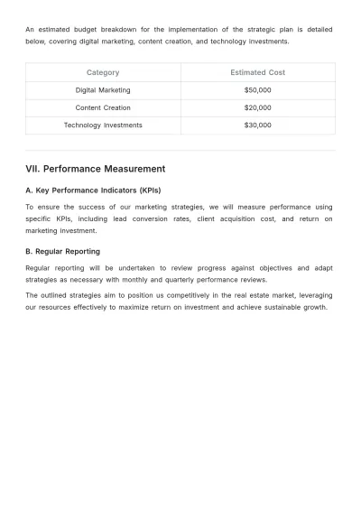 Free Real Estate Marketing Strategic Plan Template to Edit Online