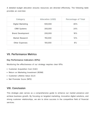 Free Financial Services Marketing Strategic Plan Template to Edit Online